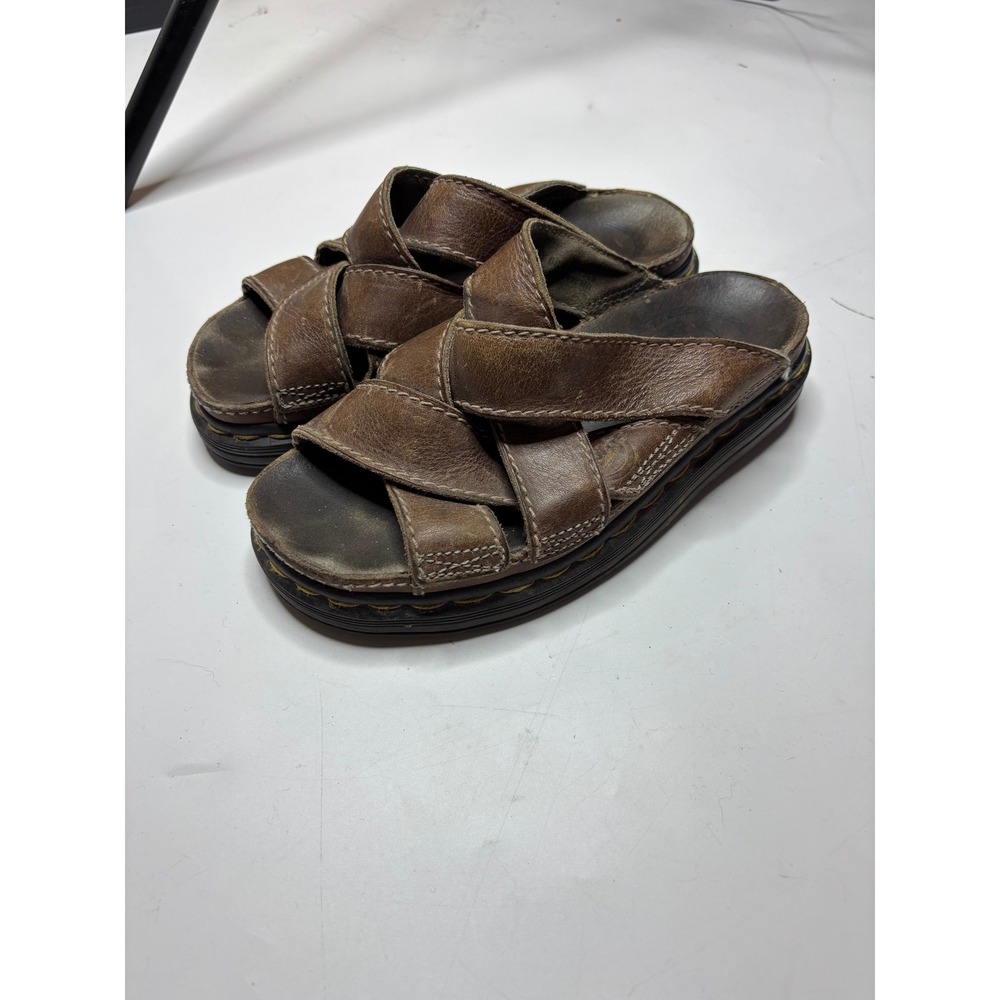 Dr. Martens VTG Brown Leather Slide Sandals Fisherman Criss Cross EU 38 Womens 7